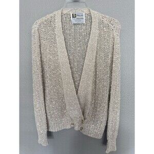 VTG Pallas Original Ireland Irish Linen Hand Loomed Cardigan Sweater Beige L